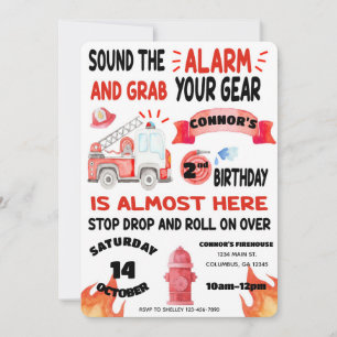 Convite Caminhão-Fogo - Bombeiro - Som o Aniversário do Al