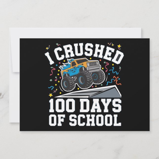 Convite Caminhão Monstro dos 100 Dias de Escola 100º Dia d (Frente)