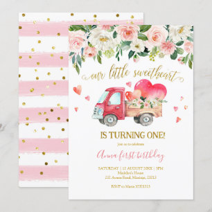 Convite Caminhão Rosa Nosso Queridinho Primeiro Aniversá