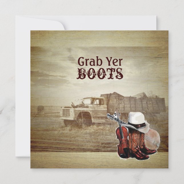Convite Caminhão Rústico de Fazenda Casamento Country West (Frente)