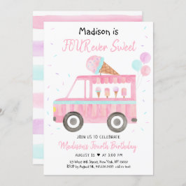 Convite Caminhão Sorvete Moderno Quarto Aniversário Doce