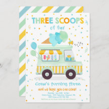 Caminhão sorvete Três Coletes De aniversário de 3