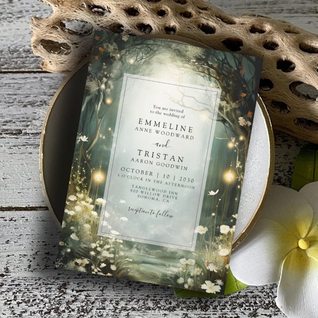 Convite Caminho Da Floresta Encantada Do Casamento Verde D (Criador carregado)