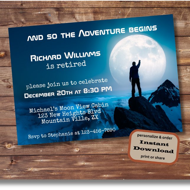 Convite Caminho de aposentadoria Próxima aventura à lua (Criador carregado)