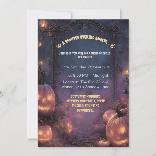Convite Caminho de Halloween Spooky com Jack-o-Lanterns (Frente)