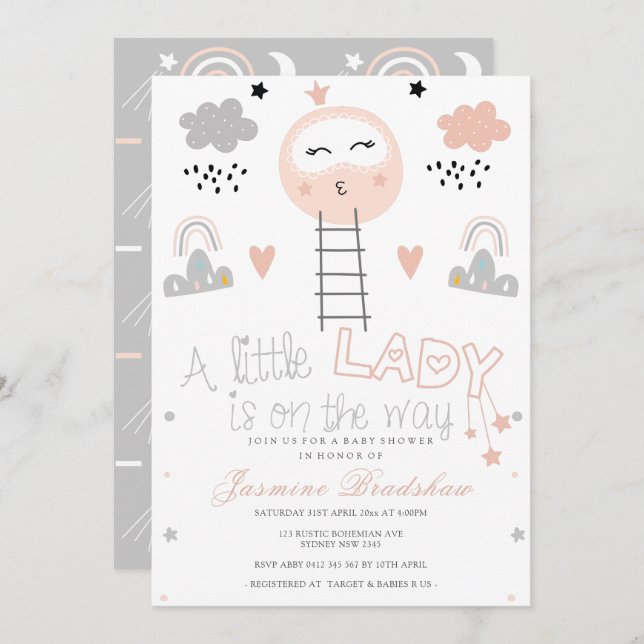 Convite Caminho do chá de fraldas para a Lua (Frente/Verso)