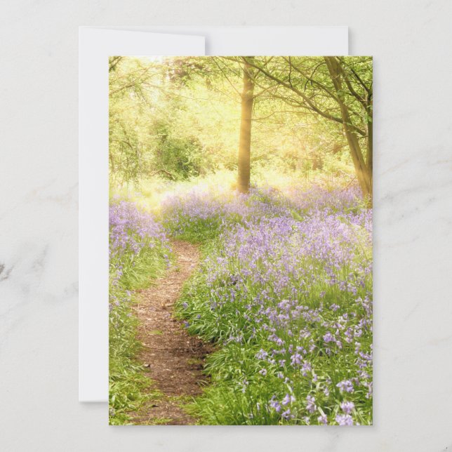 Convite Caminho pela floresta bluebell no nascer do sol (Frente)