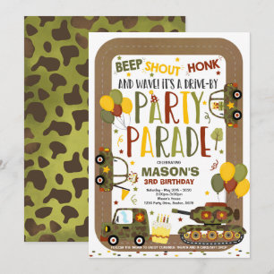 Convite Caminho Por Aniversários Convidar Tanques do Exé