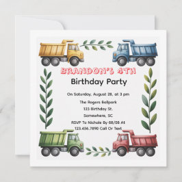 Convite Caminhões Coloridos 4º. Festa de aniversário