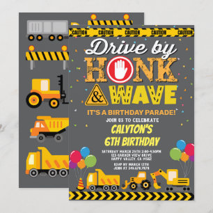 Convite Caminhões De Construção De Paradas De Aniversá