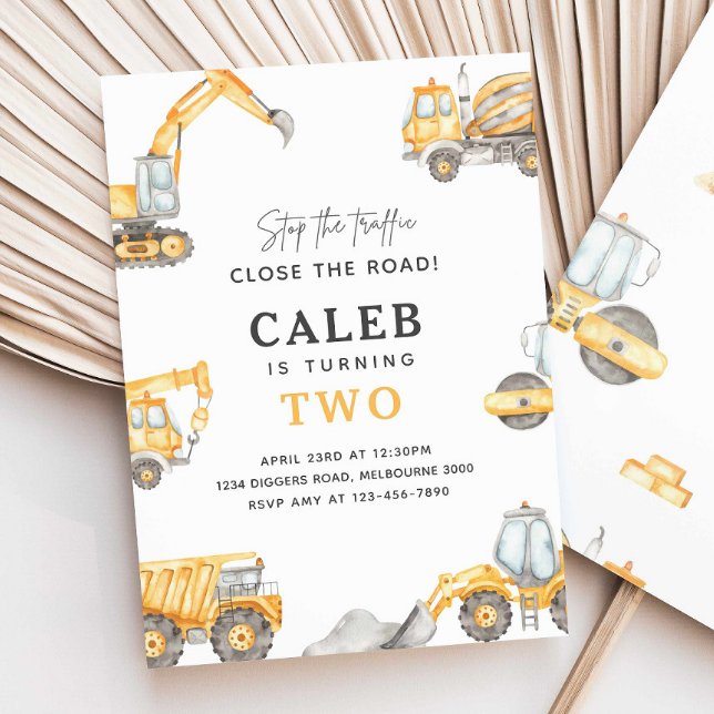 Convite Caminhões De Construção Festa de aniversário Qualq (Criador carregado)