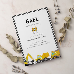 Convite Caminhões de Construção Festa de aniversário Simpl