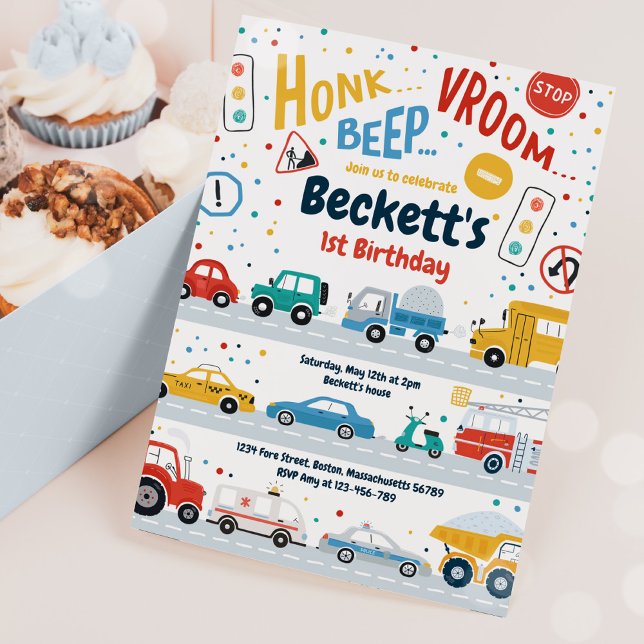 Convite Caminhões de Transporte Diggers Carros Festa de an (Criador carregado)