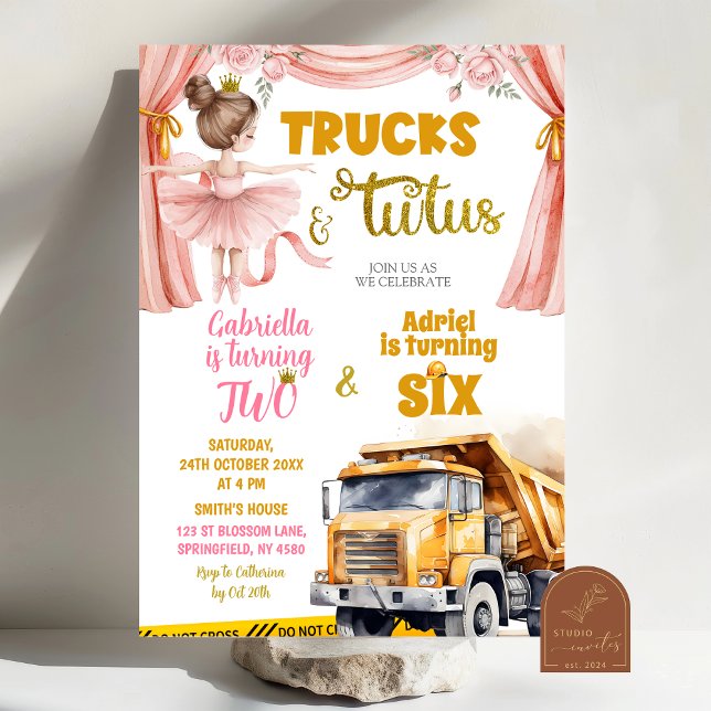 Convite Caminhões e Tutus Aniversário Conjunto (Criador carregado)