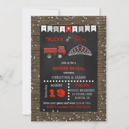 Convite Caminhões ou Tiaras Quadro Negro Vermelho Cinza Re