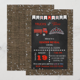 Convite Caminhões ou Tiaras Quadro Negro Vermelho Cinza Re