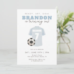 Convite Camisa de Futebol Azul Aniversário de 7 Anos de Me