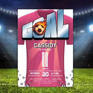Convite Camisa de Futebol Feminina Branca e Rosa Festa de 