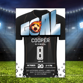 Convite Camisa de Futebol Preto e Branco Festa de Aniversá