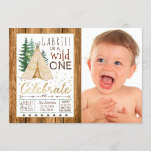 Convite Camisa Tribal TeePee Primeiro Aniversário Meninos 