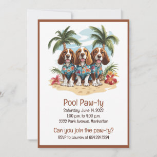Convite Camisas havaianas de cães basset hound para festa