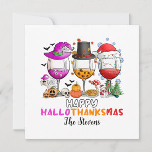 Convite Camiseta Copo de Vinho Feliz Hallowthanksmas