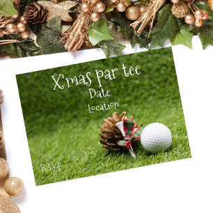 Convite Camiseta de Natal de Golfe com bola de golfe