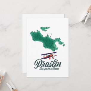 Convite Camiseta do mapa de Praslin Seychelles