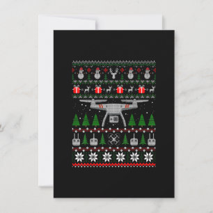 Convite Camiseta Feia de Natal de Drone Camisa Divertida Q