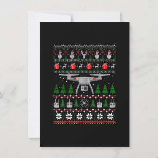Convite Camiseta Feia de Natal de Drone Camisa Divertida Q