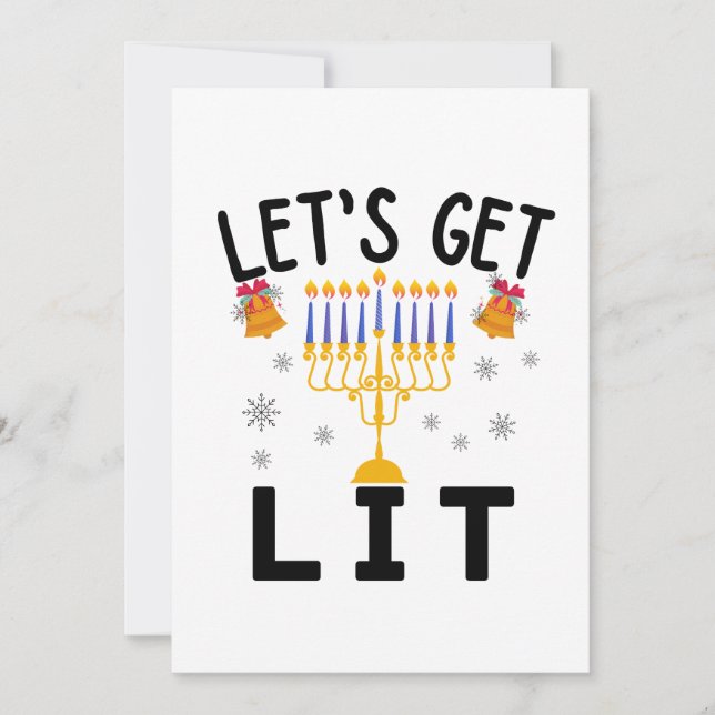 Convite Camiseta Hanukkah Let's Get Lit (Frente)