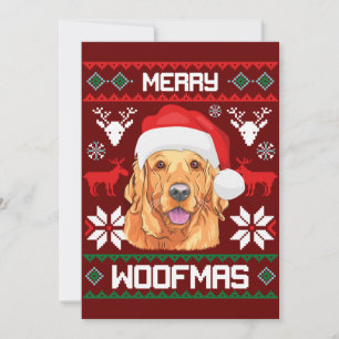 Convite Camisola de Natal Golden Retriever Merry Woofmas C