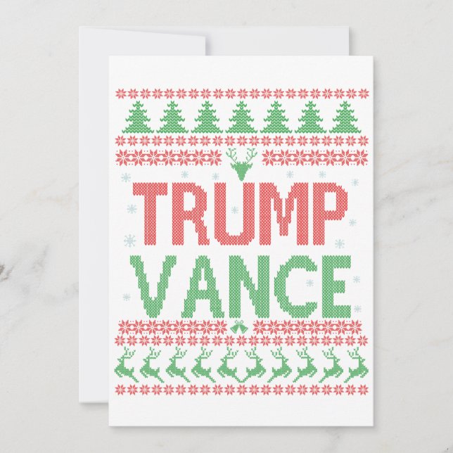 Convite Camisola Feia de Natal Trump Vance Republicano Xma (Frente)