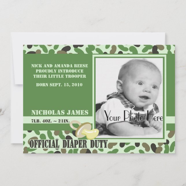 Convite Camo Baby/ Green (Frente)