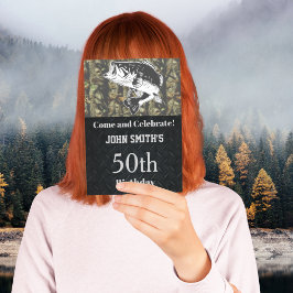 Convite Camo Bass, Festas de aniversário de pesca, masculi