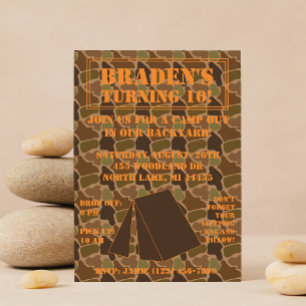 Convite Camo Camouflage Campout Aniversário Convidado