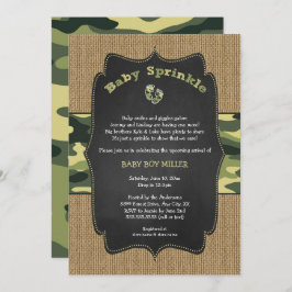 Convite Camo Green Baby Sprinkle Invite, camuflagem