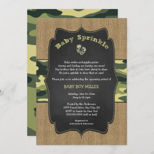 Convite Camo Green Baby Sprinkle Invite, camuflagem