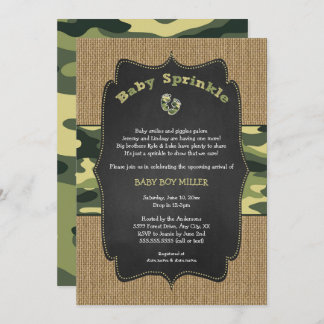 Convite Camo Green Baby Sprinkle Invite, camuflagem