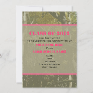 Convite Camo & Pink Class Of 2012 Graduation Invitation