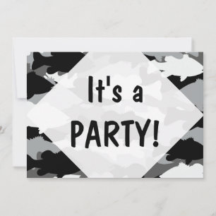 Convite Camo Preto de Pesca em Massa