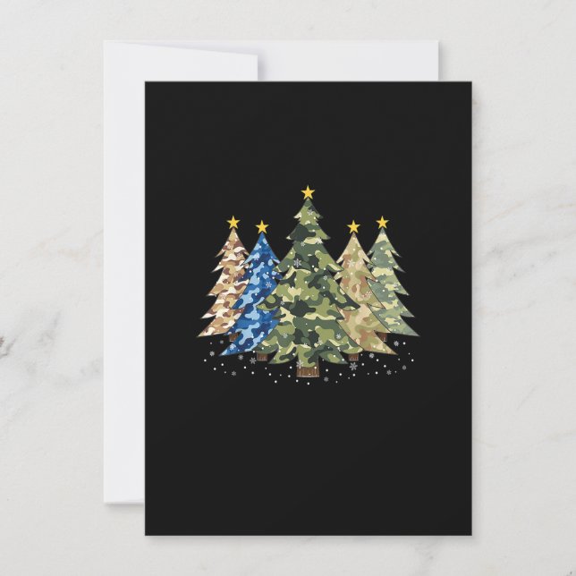 Convite Camo Print Christmas Trees with Camouflage Print X (Frente)