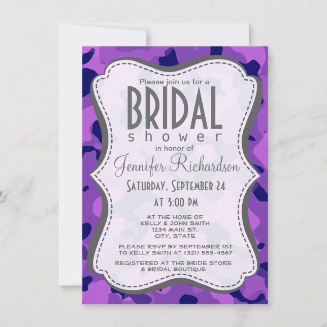 Convite Camo roxo de uva; Camuflagem (Frente)