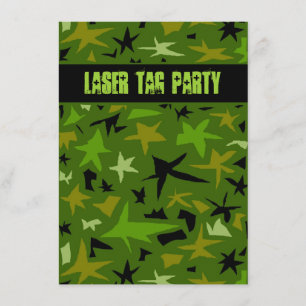 Convite Camo Stars de Aniversário para Meninos