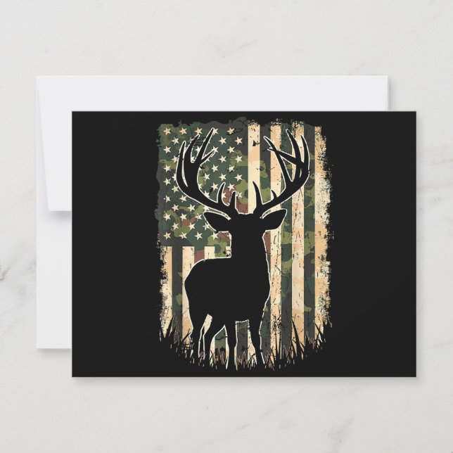 Convite Camo US Flag Deer Hunting Camoflage Hunter (Frente)