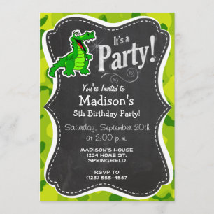 Convite Camo Verde da Apple; Alligator, Gator