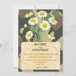 Convite Camouflage & Chamomile Wedding Invitation