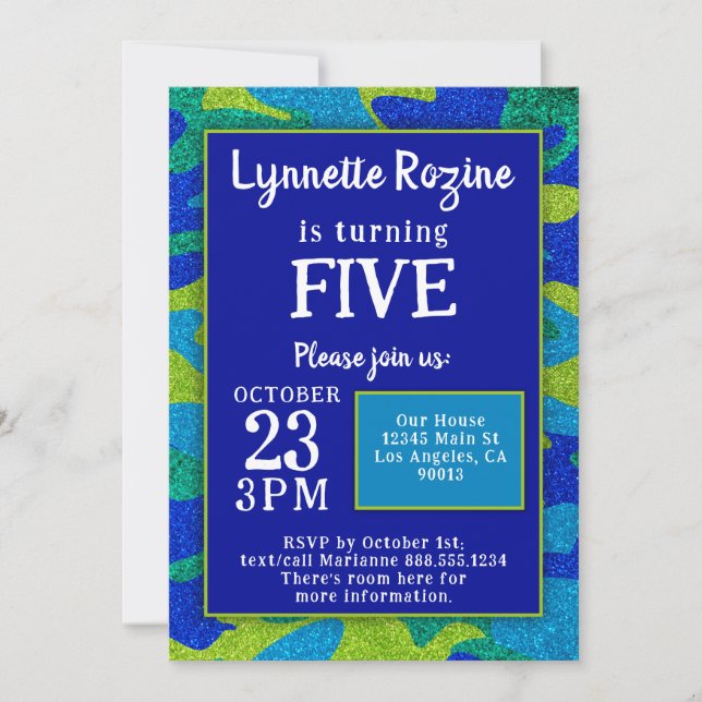 Convite Camouflagem Familiar Militar - Festa de aniversári (Frente)