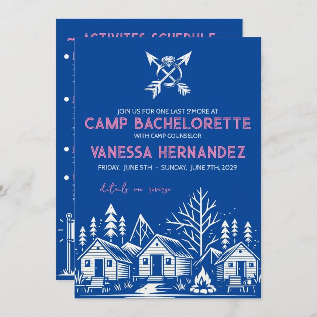 Convite Camp Bachelorette (Frente/Verso)