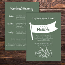 Camp Bachelorette Forest Green Weekend Itinerário